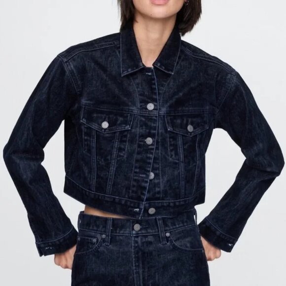 GAP Jackets & Blazers - Gap Velvet Cropped Icon Denim Jacket (Size S) NWT - MSRP $128